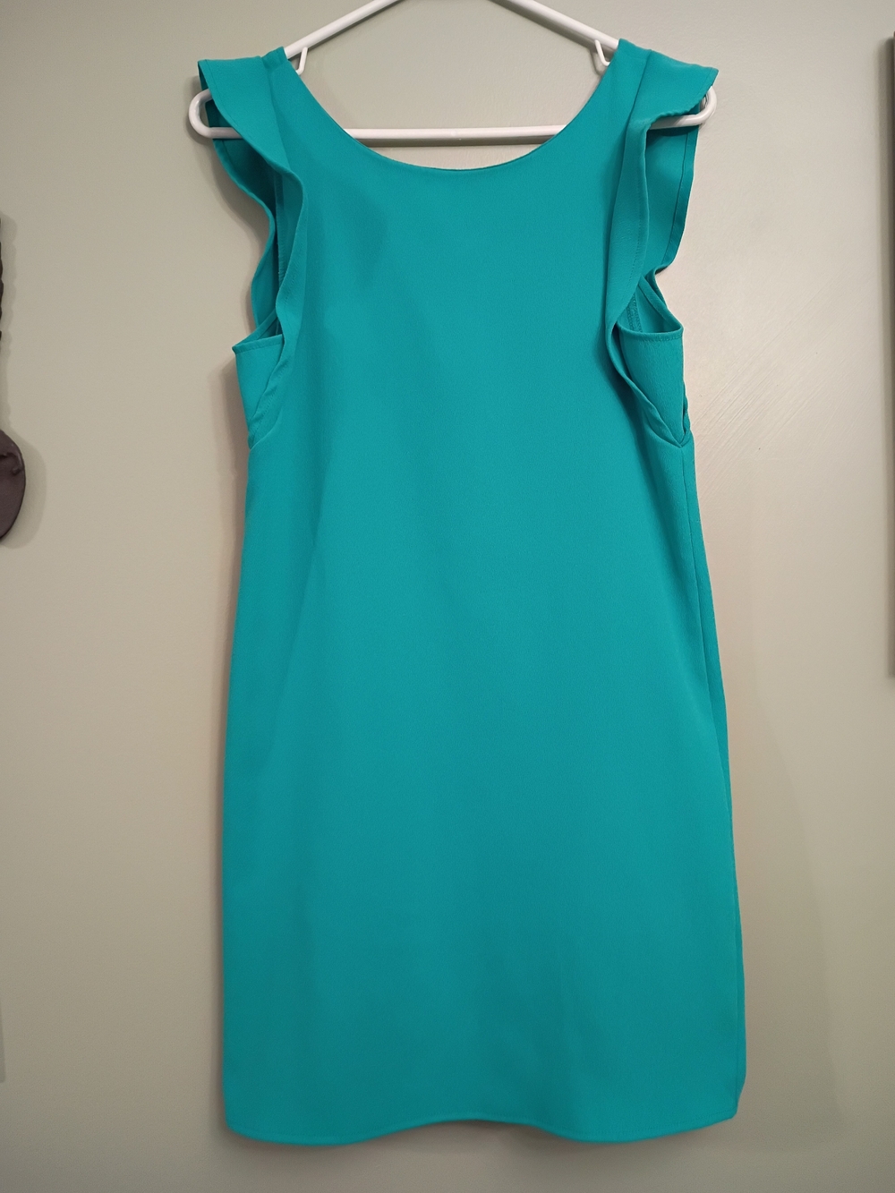 Everly Turquoise Ruffle-Shoulder Shift Dress